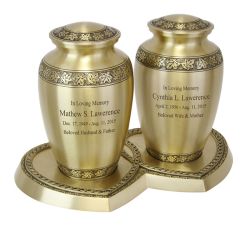 Leaves Of Peace Brass Companion Urns Heart Base