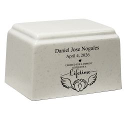 Loved For A Lifetime Cultured Marble Cream Baby Urn - Free Engraving
