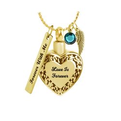 Love Is Forever Gold Heart Pendant Ash Urn - Love Charms™ Option 
