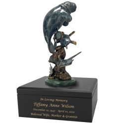 Manatee & Friends Adult Art Wood Fish Cremation Urn – Handmade Wood Urn