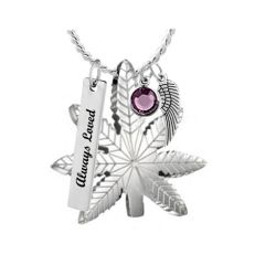 Marijuana Leaf Pendant Urn - Love Charms Option