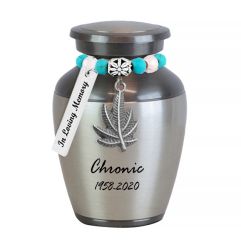 Marijuana Leaf Silver Keepsake Urn - Love Charms® Option