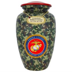 US Marine Corps Camouflage Cremation Urn - Tribute Wreath™ - Pro Sand Carved Engraving