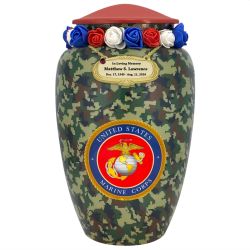 US Marine Corps Camouflage Cremation Urn - Tribute Wreath™ - Pro Sand Carved Engraving