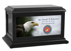 Eagle US Marine Corps Flag or Seal Urn - Adult or Medium Cremation Urn