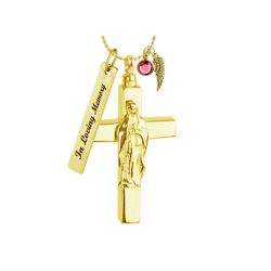 Mary on the Cross Gold Ash Urn - Love Charms™ Option 