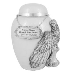 Medium Wings of an Angel White Urn - Pro Laser Engraving
