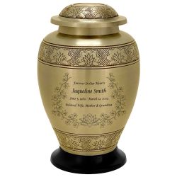 Heavenly Garden Golden Adult Cremation Urn - Pro Diamond Engraving