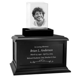 Memorial Rectangle 3D Crystal Keep The Memory® Wood Urn Set