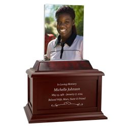 Memorial Photo Crystal Infinity Wood Urn Set - Free Engraving