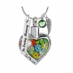 Millefiori Heart Ash Pendant - Love Charms Option