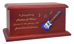 Blue Electric Guitar Medium Wood Urn 