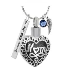 Mom Heart Cremation Jewelry Urn - Love Charms Option