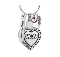 Mom Pillow Heart Ash Pendant Urn - Love Charms Option