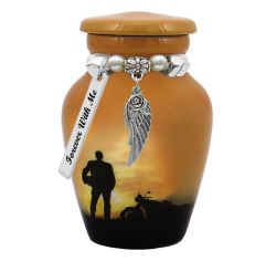 Motorcycle Silhouette Keepsake Urn - Love Charms Options