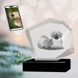 3D Crystal Large Mountain Photo - Engraving & Light Base Options