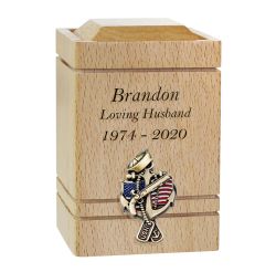 US Navy Anchor Cherry Keepsake Urn - Small Wood Urn