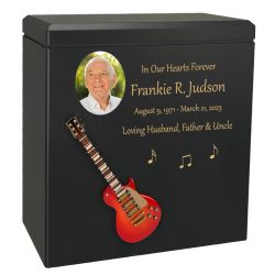 Cherry Red Electric Guitar Wood Adult Cremation Urn - Miniature Guitar - Photo Option