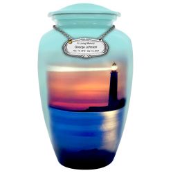 Ocean Lighthouse Adult Cremation Urn - Tribute Wreath™ - Pro Sand Carved Engraving