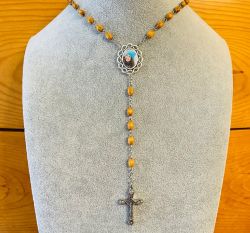 Olivewood Photo Rosary Necklace Urn