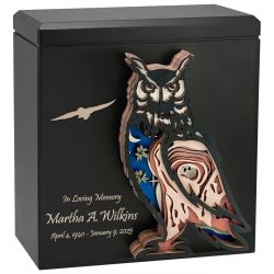 Barn Owl Wood Art Cremation Adult Urn - Country Cremation Urn