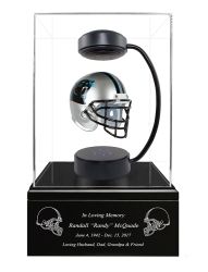 Football Cremation Urn & Carolina Panthers Hover Helmet Décor