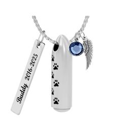 Paw Print Bullet Jewelry Urn - Love Charms® Option