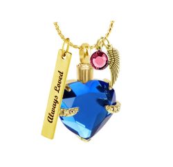 Perfect Blue Crystal Gold Pendant Urn - Love Charms™ Option 