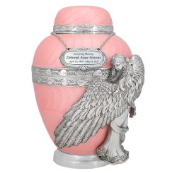 Wings of an Angel Pink Adult Urn - Pro Laser Engraving - Burial Vault Option