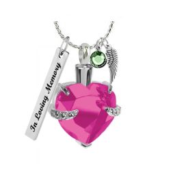 Men's Cross Wings Pendant Urn - Love Charm Option