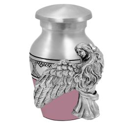 Wings of an Angel Pink Circle of Hearts Keepsake Urn - Engraving Option