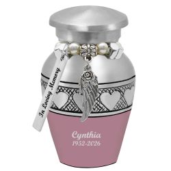 Pink Circle of Hearts Keepsake Urn - Love Charms® - Engraving Option