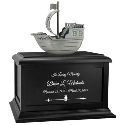 Pirate Ship Redwood or Black Matte Urn - Adult or Medium Sized Urn
