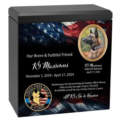 K-9 Officer Police Dog Cremation Urn - USA Flag