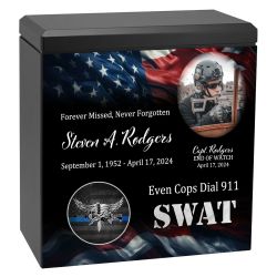 Police SWAT Cremation Urn - USA Flag