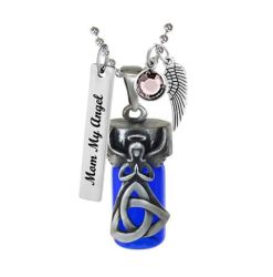 Praying Angel Blue Cobalt Pendant Urn - Love Charms Option