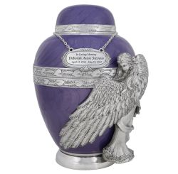 Wings of an Angel Purple Adult Urn - Pro Laser Engraving - Burial Vault Option