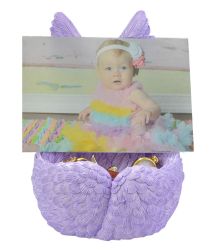 Purple Angel Wings Infant Urn - Plate Option