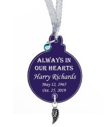 Christmas Bulb Angel Wing Urn Ornament - Birthstone Option