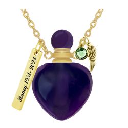 Purple Crystal Heart Ash Necklace Urn - Love Charms™ Option