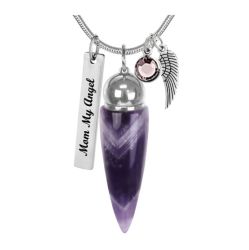 Amethyst Crystal Cremation Jewelry Urn - Love Charms® Option