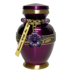 Purple Brass Floral Keepsake Urn - Love Charms™ Option