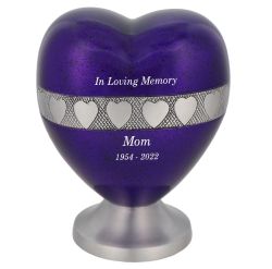 Purple Hearts Keepsake Heart Urn