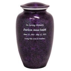 Purple Marbled Pewter Cremation Adult Urn - Tribute Wreath™ - Pro Laser Engraving