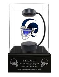 Football Cremation Urn & Los Angles Rams Hover Helmet Décor