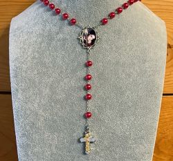 Red Photo Rosary Necklace Urn