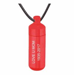 Red Capsule Ash Urn Pendant