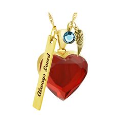 Red Crystal Gold Heart Ash Urn - Love Charms™ Option 