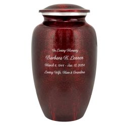 Red Marbled Pewter Cremation Adult Urn - Tribute Wreath™ - Pro Laser Engraving