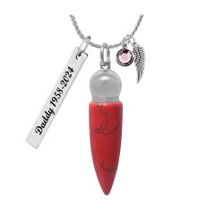 Red Stainless Crystal Ash Urn - Love Charms® Option